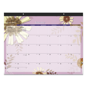 AT-A-GLANCE® Paper Flowers Desk Pad, Floral Artwork, 22 X 17, Black Binding, Clear Corners, 12-month (jan To Dec): 2022 freeshipping - TVN Wholesale
